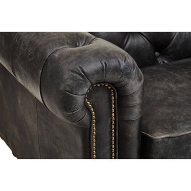 Hoxton Antique Black 3 Seat Chesterfield Leather Sofa
