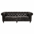 Hoxton Antique Black 3 Seat Chesterfield Leather Sofa