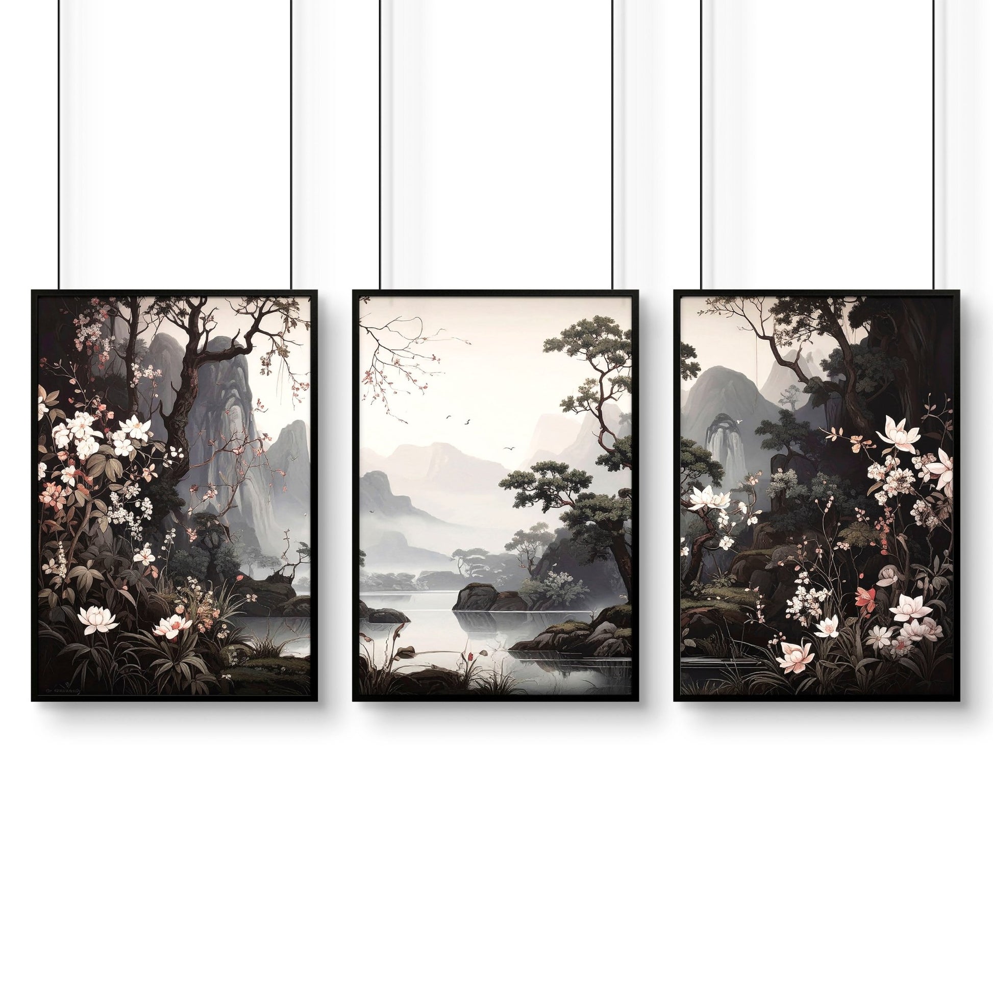 Huge Posters For Wall | Set of 3 Chinoiserie Wall art Prints