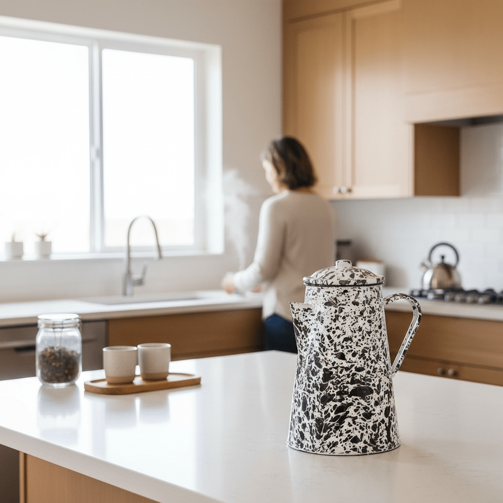 Hygge Black And White Patterned Teapot