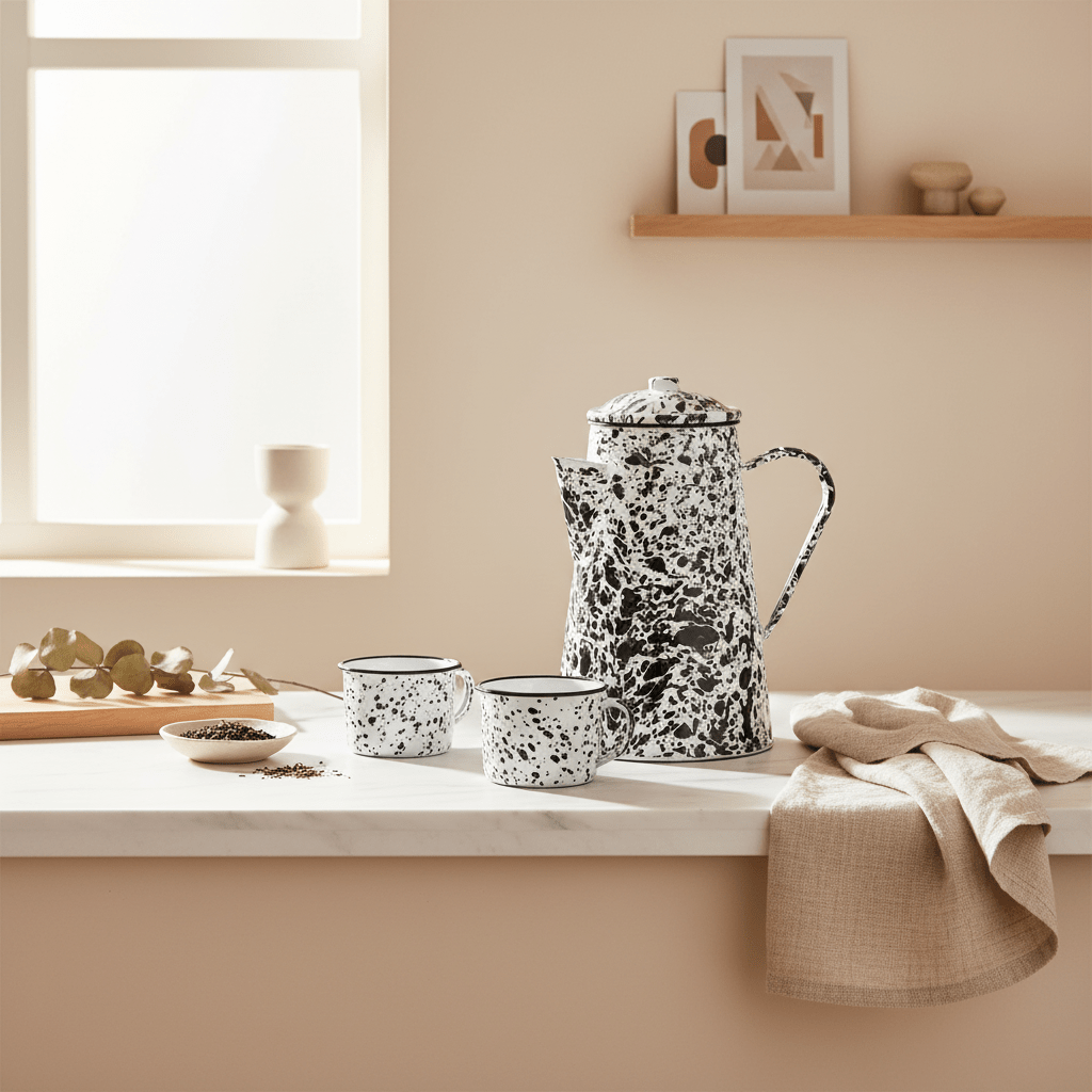 Hygge Black And White Patterned Teapot