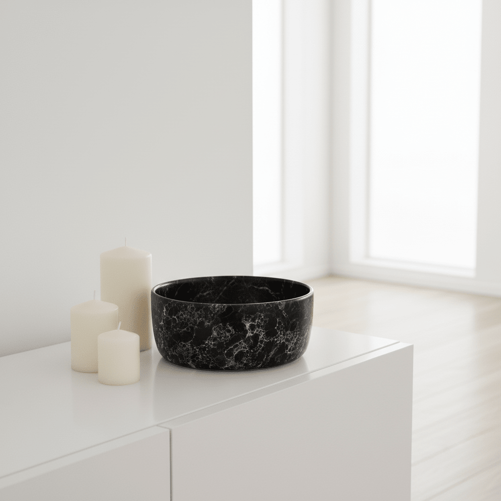 Hygge Black Faux Marble Bowl
