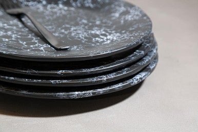 Hygge Black Marble Effect Dinner Plate