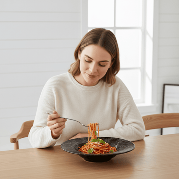 Hygge Black Marble Effect Pasta Bowl