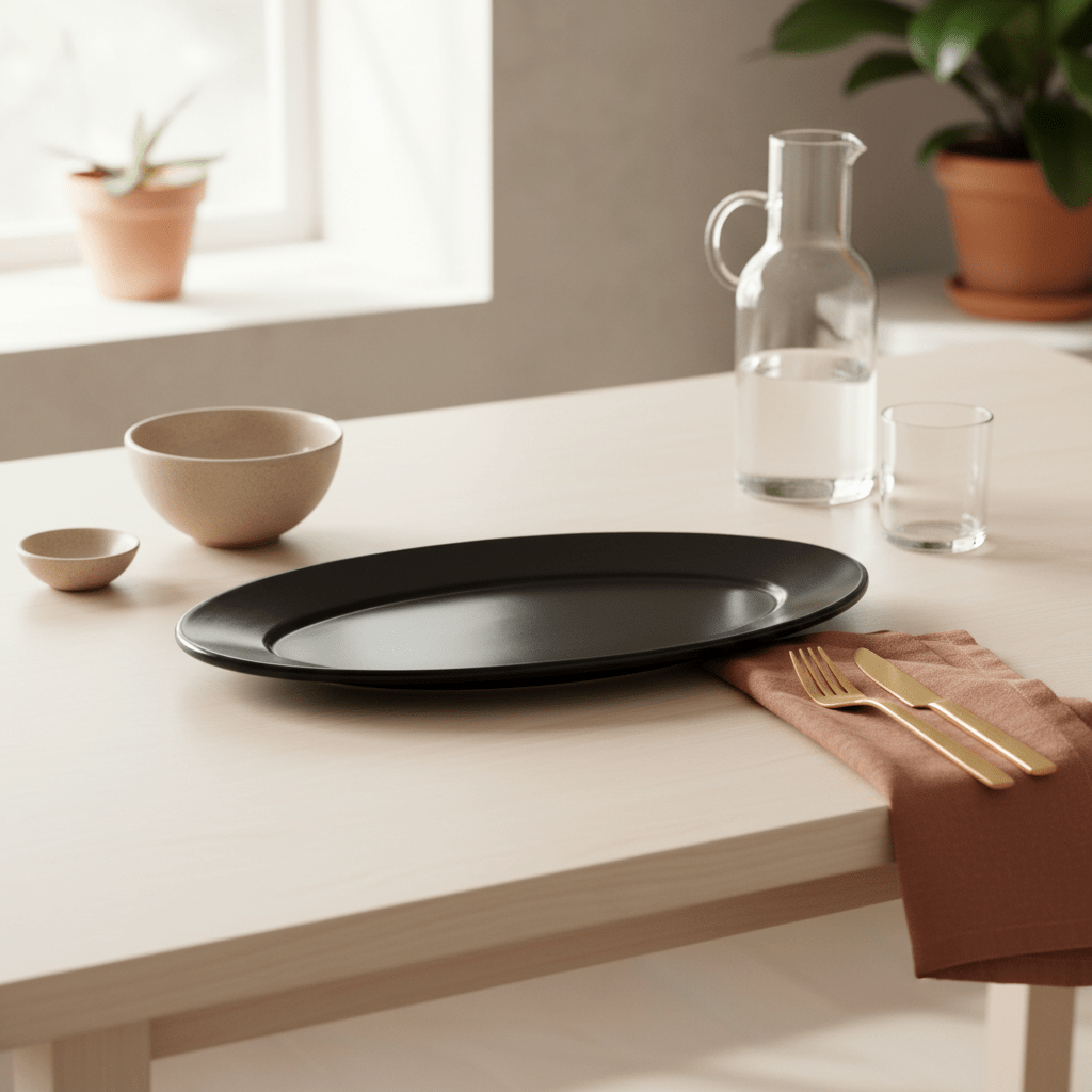 Hygge Black Stoneware Pizza Plate