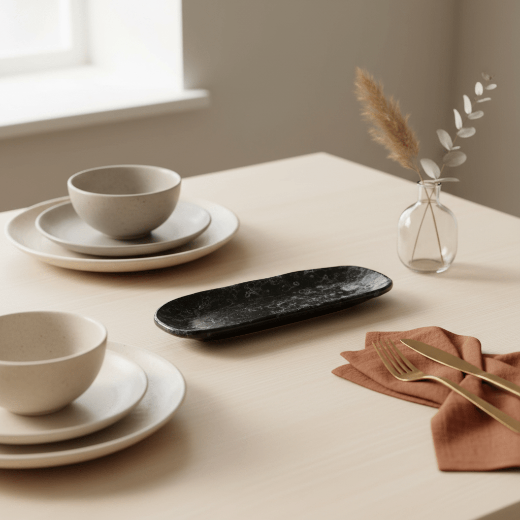 Hygge Small Black Marble Effect Serving