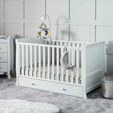 Ickle Bubba Snowdon Classic Cot Bed White - Premium Pocket Sprung Mattress