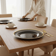 Ida Black Glass Charger Plate with Gold Rim