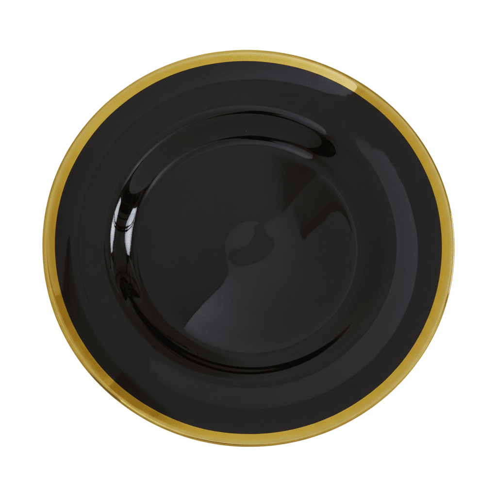 Ida Black Glass Charger Plate with Gold Rim