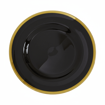 Ida Black Glass Charger Plate with Gold Rim