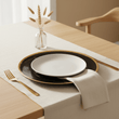 Ida Black Glass Charger Plate with Gold Rim