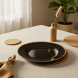 Ida Black Glass Charger Plate with Gold Rim