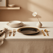 Ida Black Glass Dinner Plate with Gold Rim