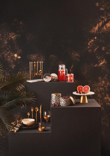 Ida Black Glass Dinner Plate with Gold Rim