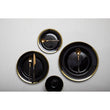 Ida Black Glass Dinner Plate with Gold Rim