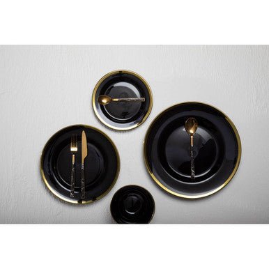 Ida Black Glass Dinner Plate with Gold Rim