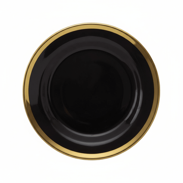Ida Black Glass Dinner Plate with Gold Rim