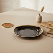 Ida Black Glass Side Plate with Gold Rim