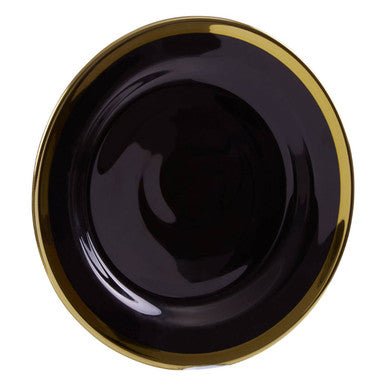 Ida Black Glass Side Plate with Gold Rim