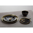 Ida Black Glass Side Plate with Gold Rim