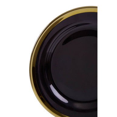 Ida Black Glass Side Plate with Gold Rim