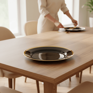 Ida Black Glass Side Plate with Gold Rim