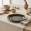 Ida Black Glass Side Plate with Gold Rim