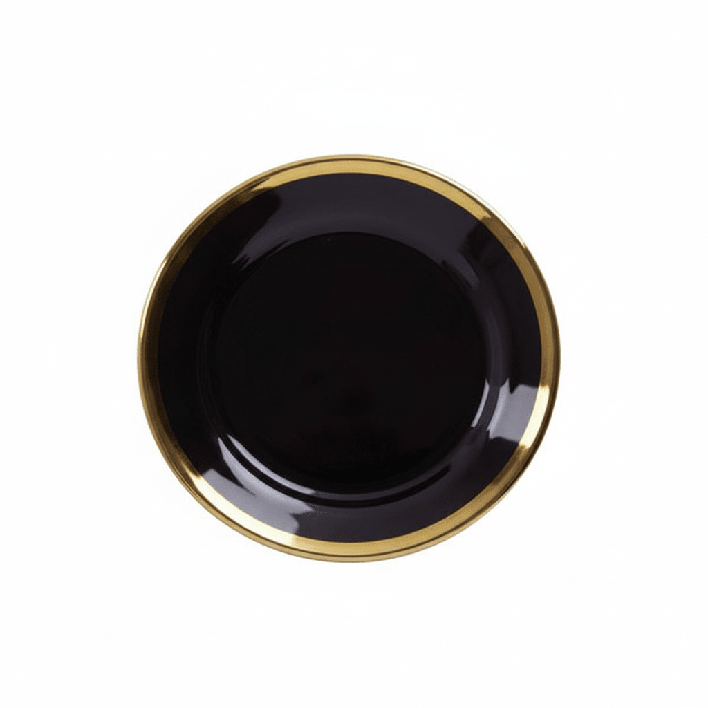 Ida Black Glass Side Plate with Gold Rim