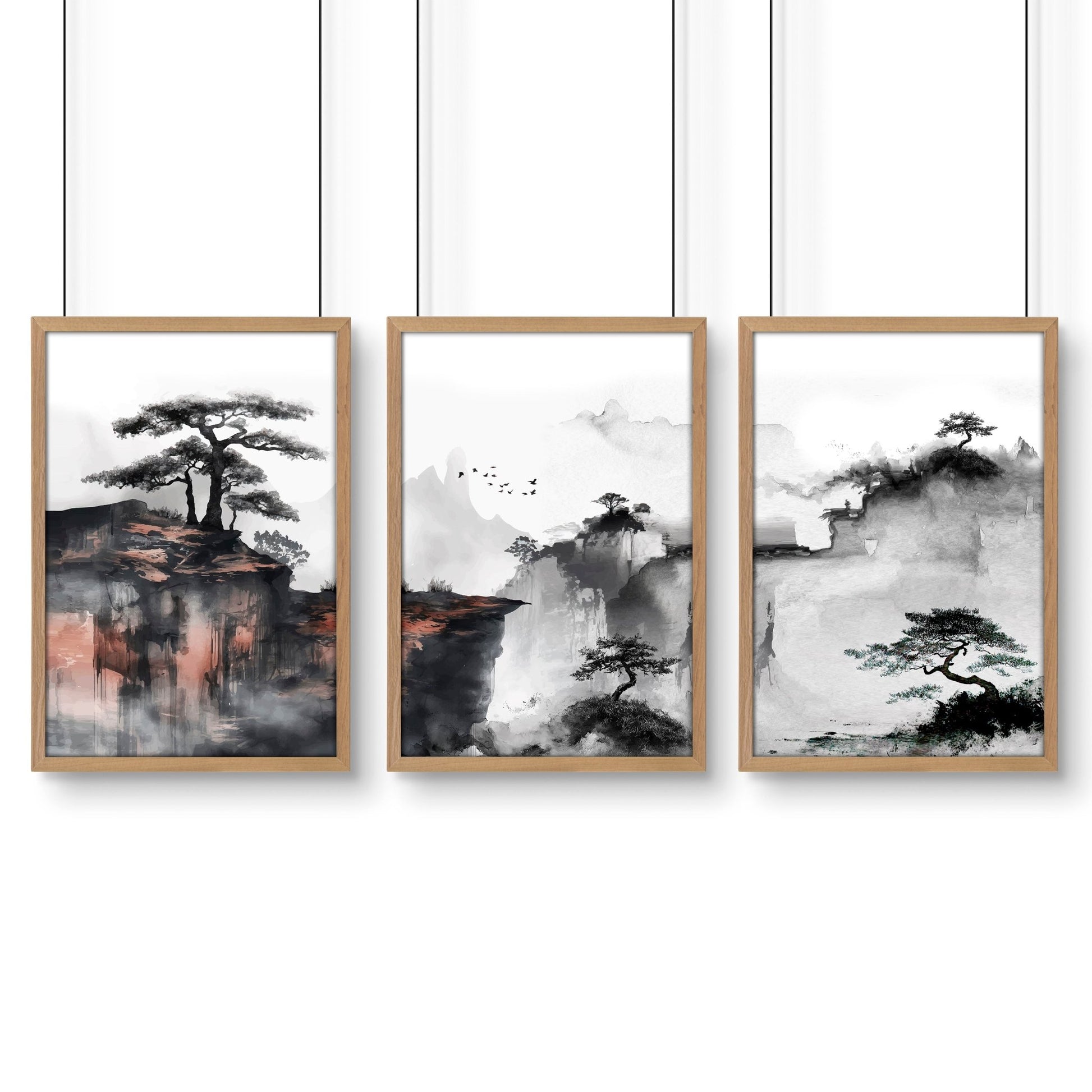 Ideas For Bedroom Wall Art | Set of 3 Asian Inspired Wall art Prints