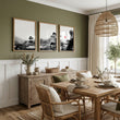 Ideas for Dining Room Wall Art | Japanese Ink Landscape Red Sun Black White displayed on a wall in a styled room — view 3