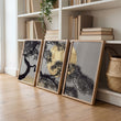 Ideas for Living Room Wall Art | Japanese Pine Moon Grey & Gold displayed on a wall in a styled room — view 12