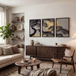 Ideas for Living Room Wall Art | Japanese Pine Moon Grey & Gold displayed on a wall in a styled room — view 13