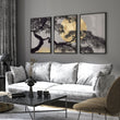 Ideas for Living Room Wall Art | Japanese Pine Moon Grey & Gold displayed on a wall in a styled room — view 14