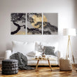 Ideas for Living Room Wall Art | Japanese Pine Moon Grey & Gold displayed on a wall in a styled room — view 8
