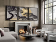Ideas for Living Room Wall Art | Japanese Pine Moon Grey & Gold displayed on a wall in a styled room — view 9