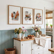 Ideas Kitchen Wall Art Paris Autumn Scenes — Louvre, Eiffel Tower & Montmartre wall art displayed on a wall in a styled room — view 2