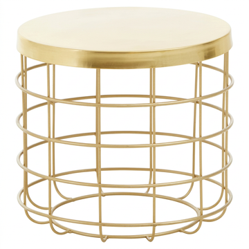 Pali gold finish cage design side table on a white background