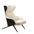 Kiev ivory and black leather effect armchair on a white background
