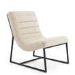 Vogue ivory velvet channel tufting lounge chair on a white background