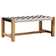 Satna black and white jute woven bench on a white background