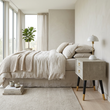 Cadio natural shagreen effect side table in a Scandinavian bedroom