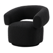 Oliveto black boucle curved swivel armchair on a white background
