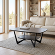 Imperia grey marble effect ceramic coffee table in a Scandinavian living room