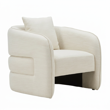 Bilani cream linen effect curved chair on a white background