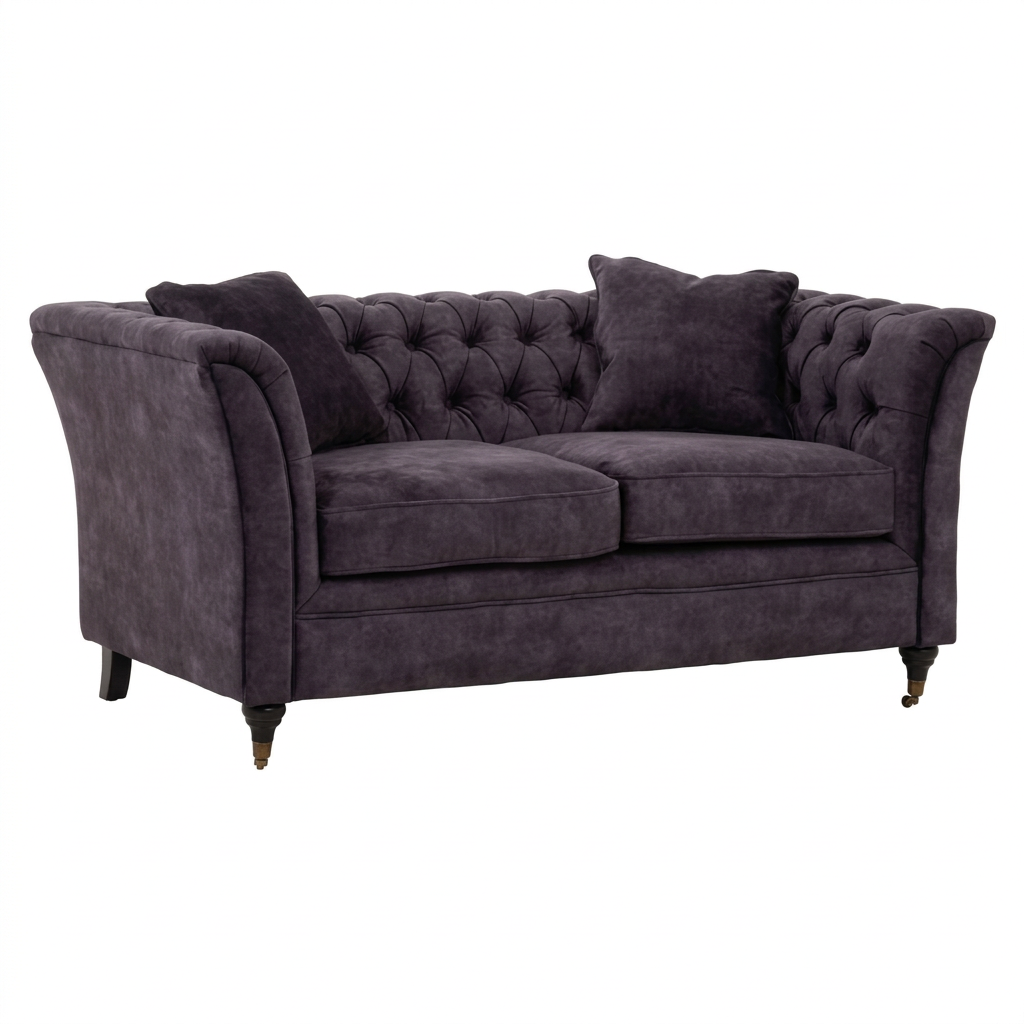 Sabrina grey velvet sofa on a white background