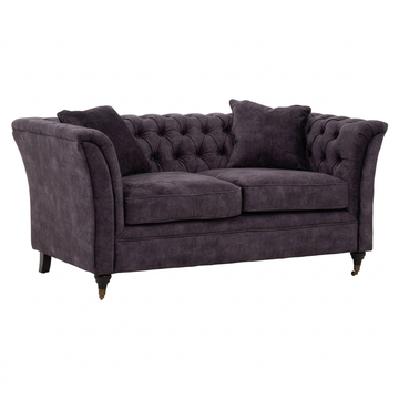 Sabrina grey velvet sofa on a white background