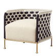 Satna black and white jute rope woven chair on a white background
