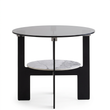 Imperia grey glass and white ceramic round coffee table on a white background