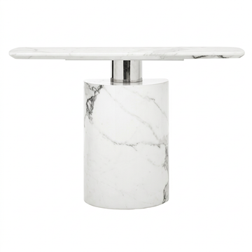Sesto white marble console table on a white background