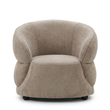 Daphne taupe chenille effect curved chair on a white background